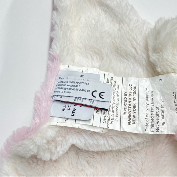 Unicorn lovey white & pink with gold horn super soft plush security snuggles toy - Picture 7 of 10